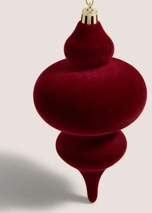 Burgundy Flocked Bauble Image 2