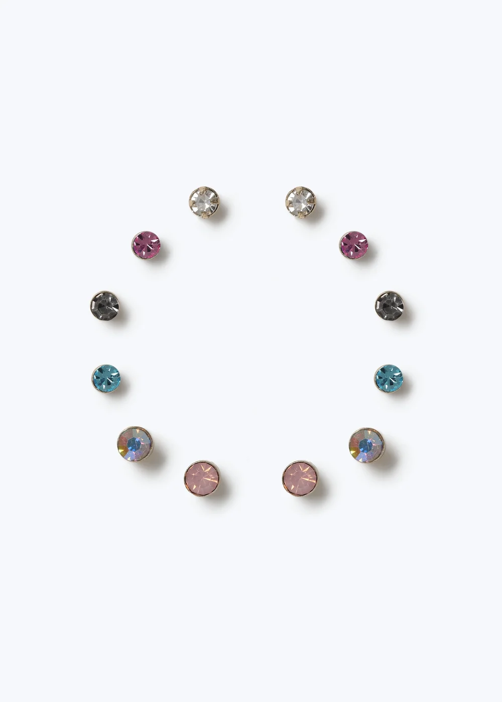 6 Pack Multicoloured Stud Earrings - One Size Image 1