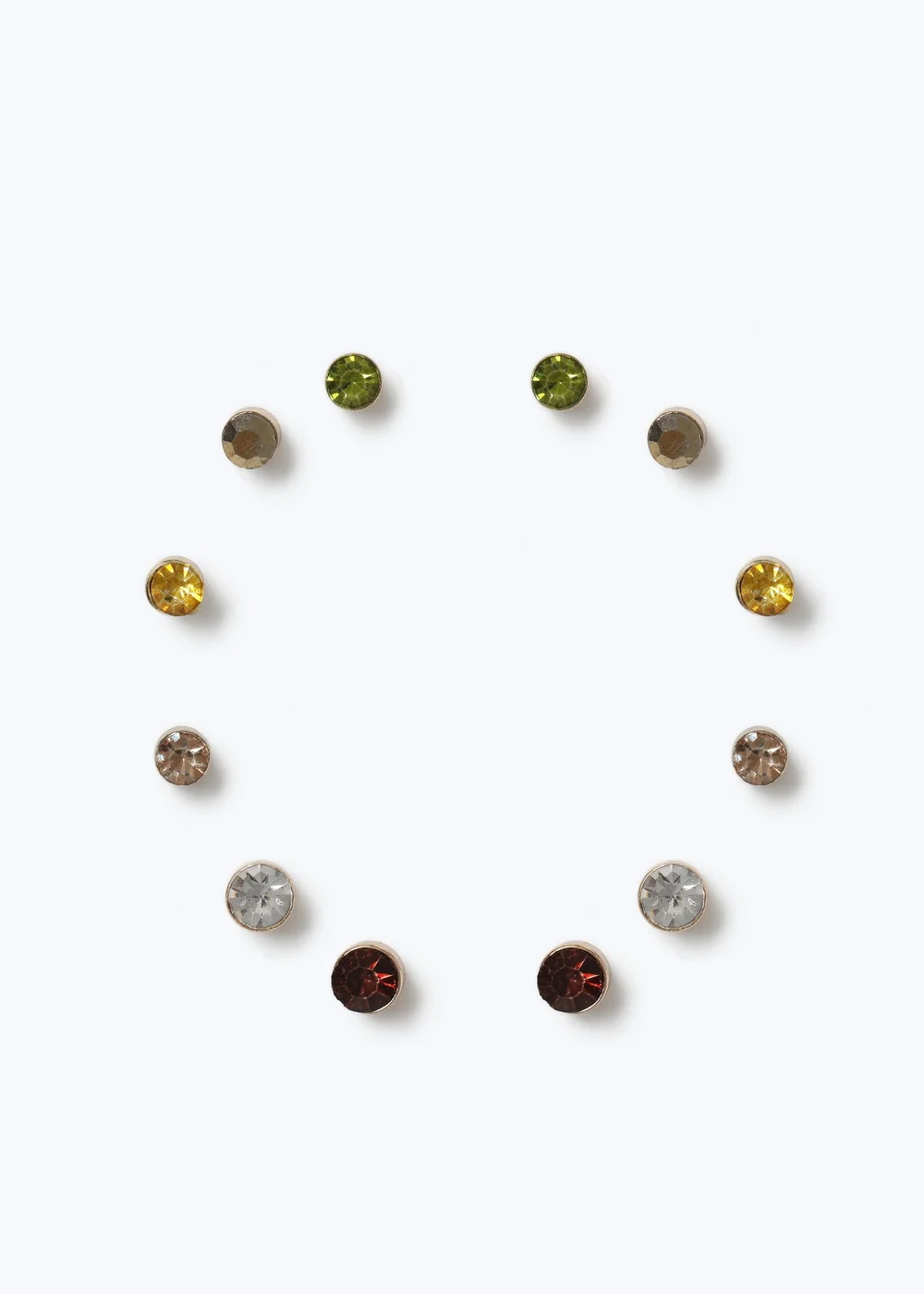 6 Pack Muse Multicoloured Topaz Studs - One Size Image 1