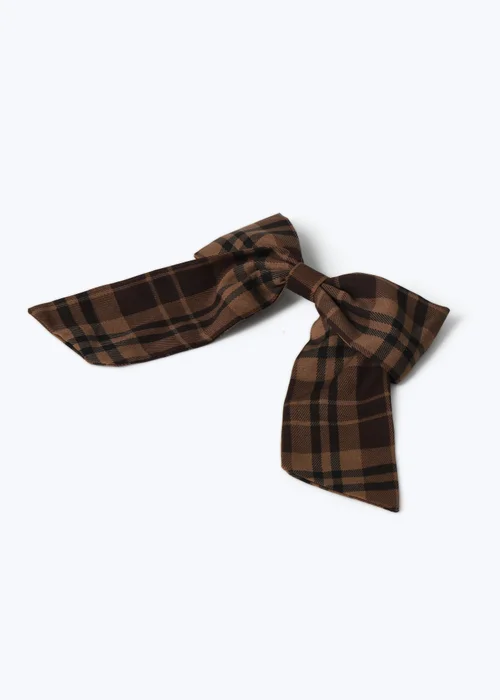 Muse Brown Check Hair Bow - One Size Image 2