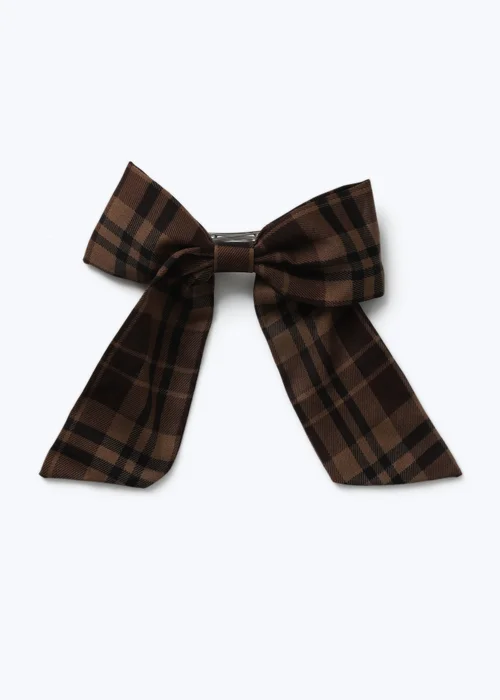Muse Brown Check Hair Bow - One Size Image 1