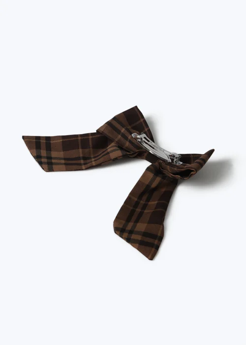 Muse Brown Check Hair Bow - One Size Image 3