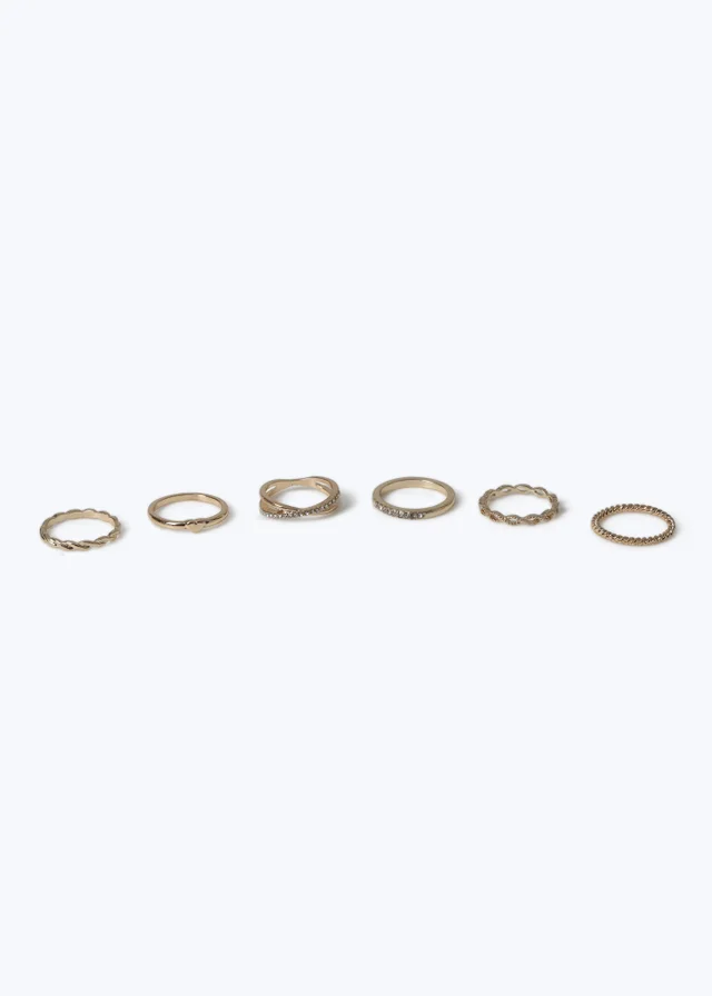 Muse Gold Stacking Heart Rhinestone Ring Multipack
