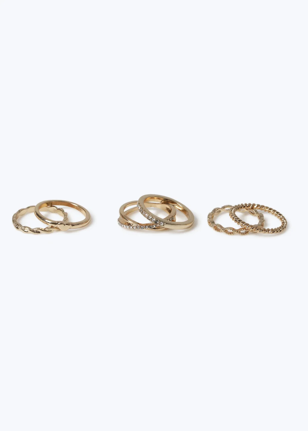 Muse Gold Stacking Heart Rhinestone Ring Multipack - 18mm Image 1