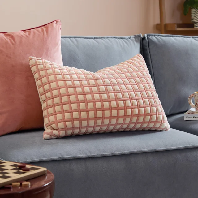 Furn Softie Grid 40x60 Quilted Cushion Pink