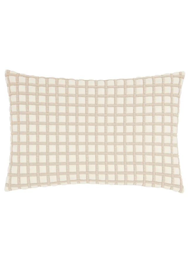 Furn Softie Grid 40x60 Quilted Cushion Natural