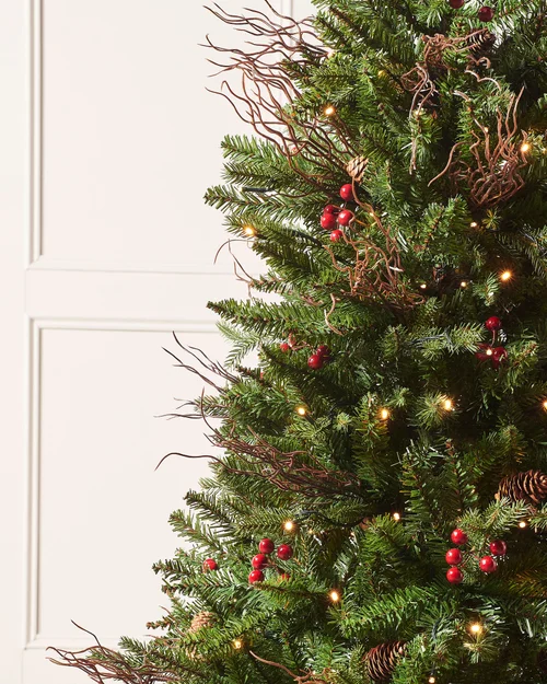 WeRChristmas Green Pre-Lit Potted Artificial Christmas Tree With Pinecones And Red Berries 200 Warm White Leds 4.5 Ft - No Size Image 3