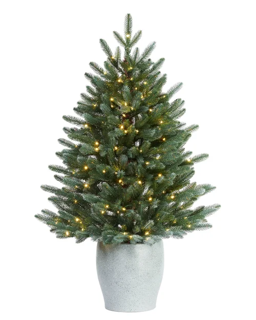 WeRChristmas Green Pre-Lit Frosted Potted Artificial Christmas Tree 115 Warm White Leds 3.5 Ft - No Size Image 1
