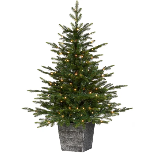 WeRChristmas Green Pre-Lit Potted Grand Fir Artificial Christmas Tree 100 Warm White Leds 4 Ft - No Size Image 1