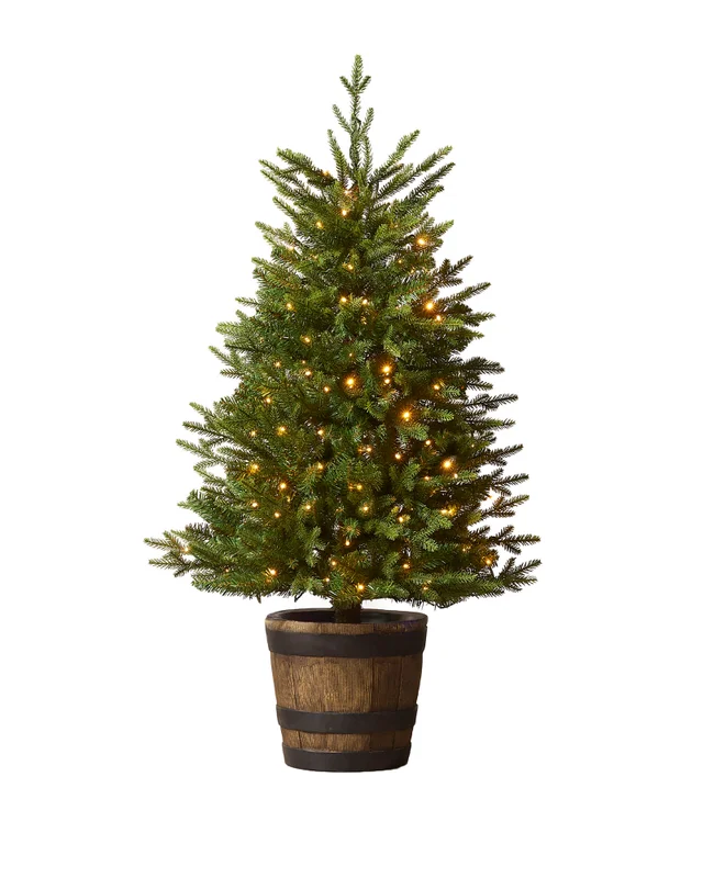 WeRChristmas Green Pre-Lit Potted Pine Artificial Christmas Tree 100 Warm White And Multi-Colour Leds 4 Ft