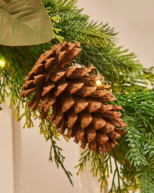 WeRChristmas Green Pre-Lit Mixed-Foliage Artificial Christmas Garland With Berries And Pinecones 50 Warm White Leds 9 Ft - No Size Image 6