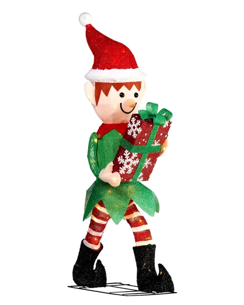 WeRChristmas White Pre-Lit 3D Mesh Elf 1 M - No Size Image 1
