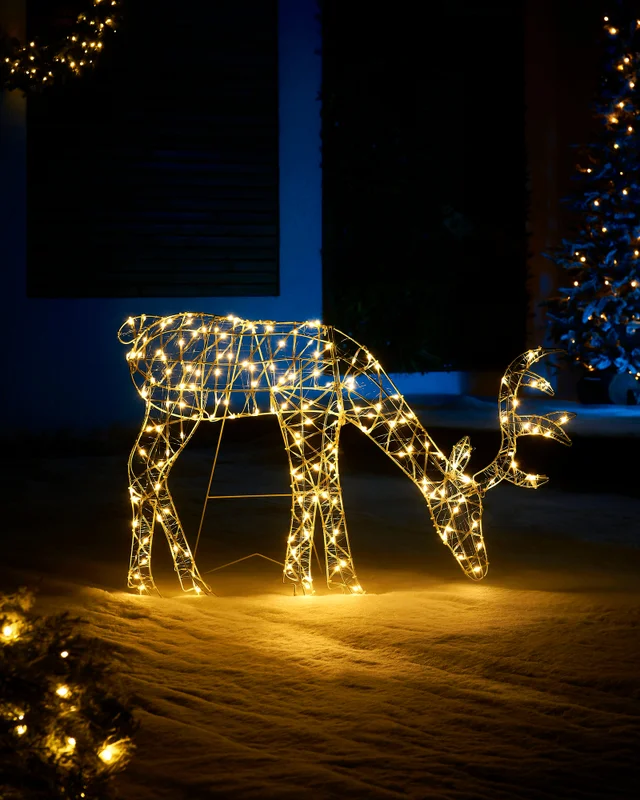 WeRChristmas Multi-Colour 2D Grazing Reindeer Silhouette 95 Cm