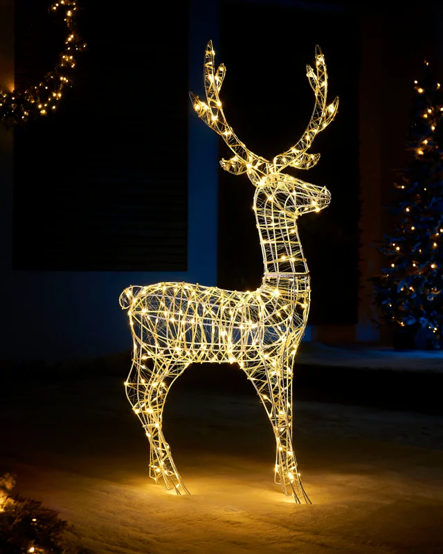 WeRChristmas White 3D Standing Reindeer Silhouette 121 Cm