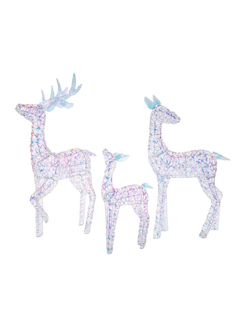 WeRChristmas Multi-Colour Pre-Lit 3D Iridescent Reindeer Family Silhouette 125 Cm - No Size Image 1