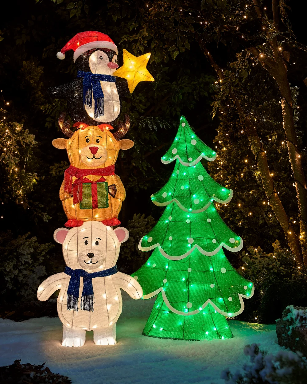 WeRChristmas Pre-Lit Penguin Reindeer And Polar Bear With Tree Silhouette 158 Cm - No Size Image 2