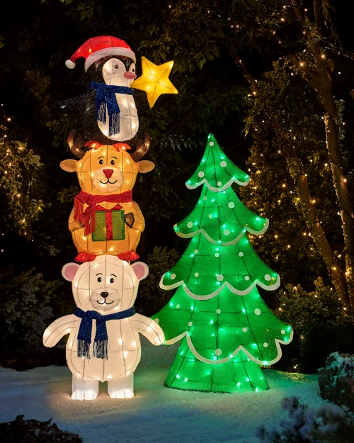 WeRChristmas Pre-Lit Penguin Reindeer And Polar Bear With Tree Silhouette 158 Cm - No Size Image 2