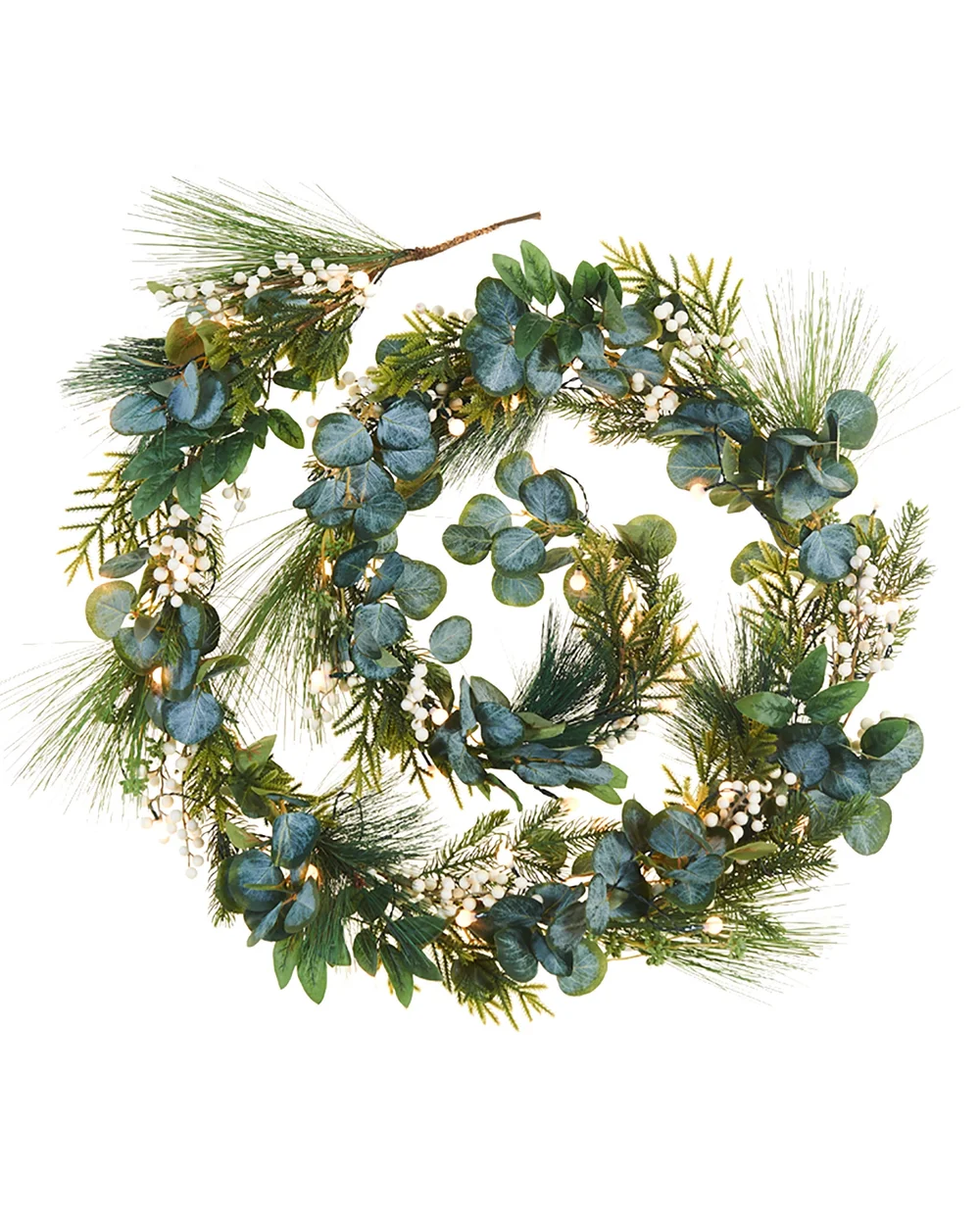 WeRChristmas Green Pre-Lit Artificial Christmas Garland With Eucalyptus And Berries 50 Warm White Leds 9 Ft - No Size Image 1