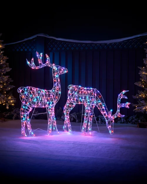 WeRChristmas White Pre-Lit 2D Aurora Grazing Reindeer 95 Cm - No Size Image 5