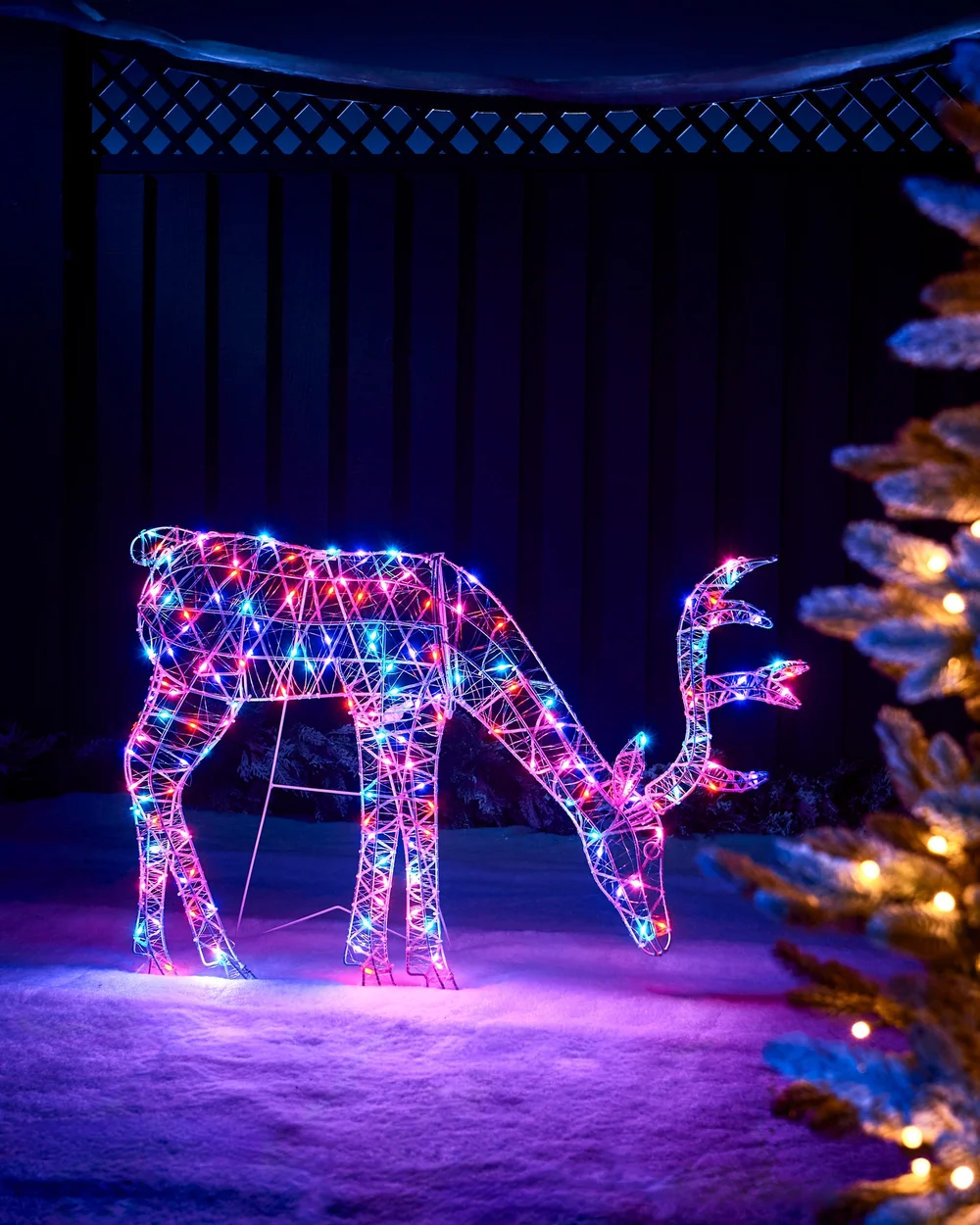 WeRChristmas White Pre-Lit 2D Aurora Grazing Reindeer 95 Cm - No Size Image 1