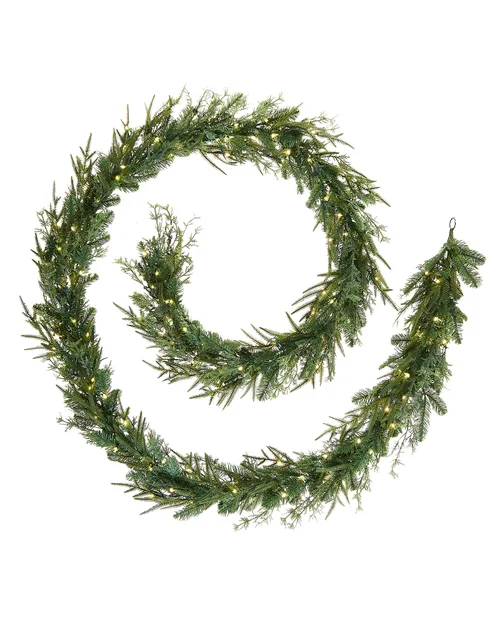 WeRChristmas Pre-Lit Natural Fir Garland 9 Ft - No Size Image 1