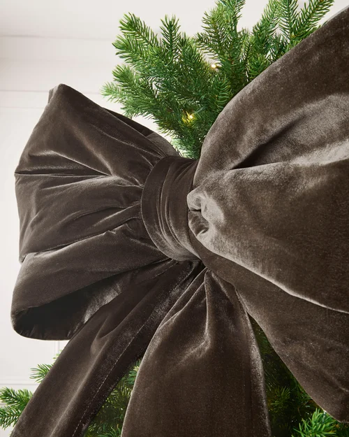 WeRChristmas Mocha Large Velvet Christmas Bow 140 Cm - No Size Image 3