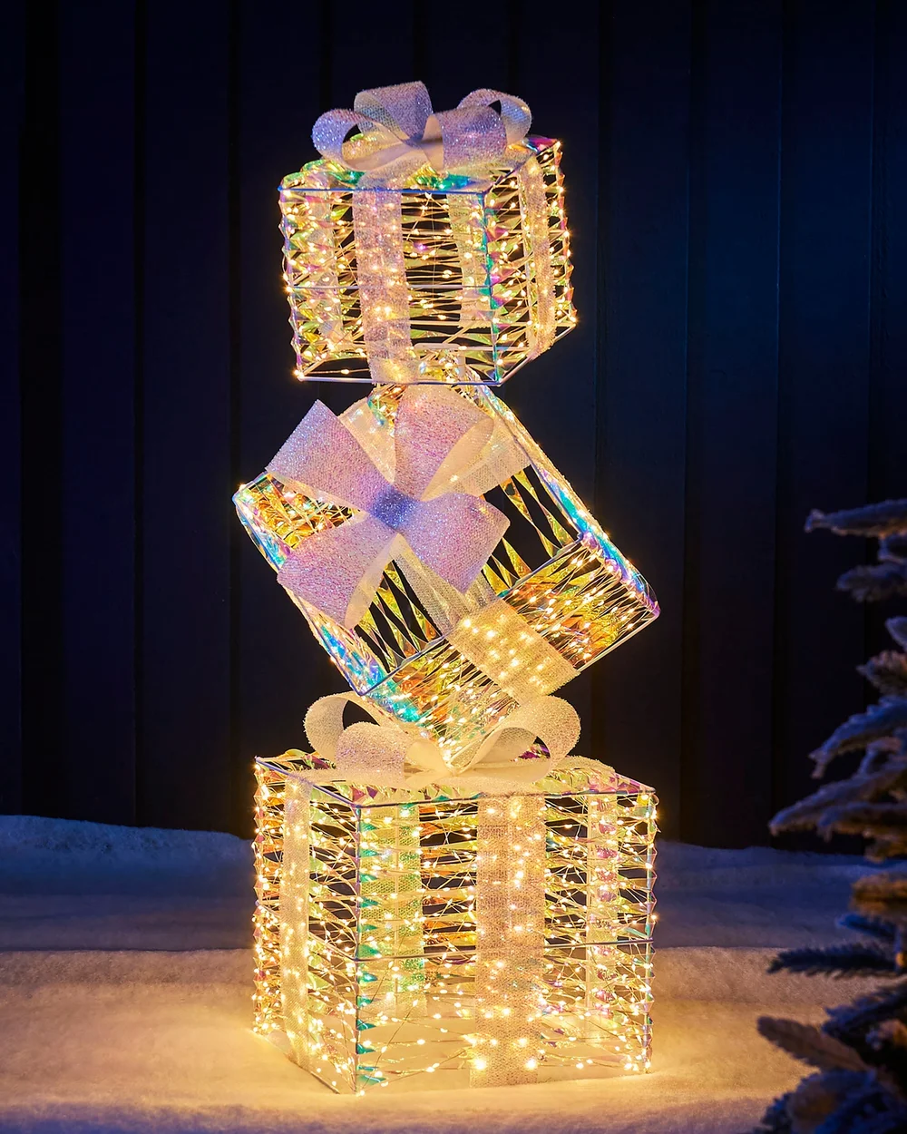WeRChristmas Multi-Colour Pre-Lit Iridescent Present Stack 95 Cm - No Size Image 1
