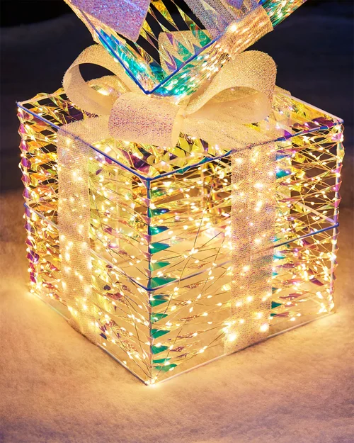 WeRChristmas Multi-Colour Pre-Lit Iridescent Present Stack 95 Cm - No Size Image 2