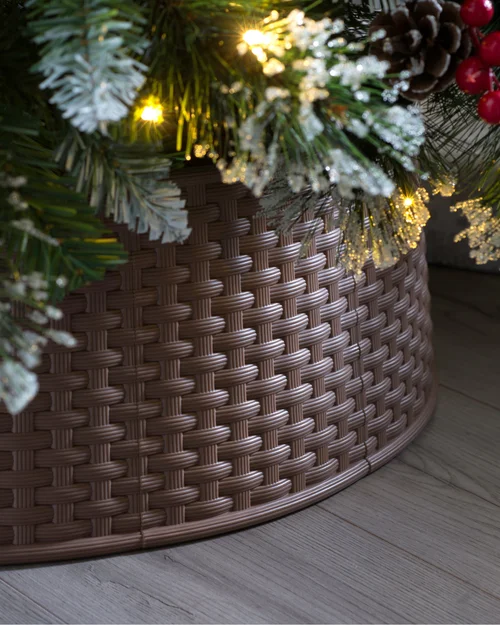 WeRChristmas Brown Rattan Effect Christmas Tree Collar 65 Cm - No Size Image 2