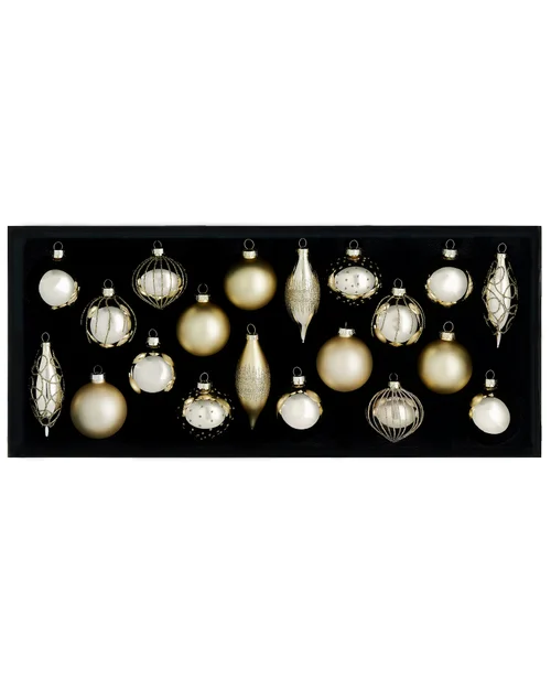 WeRChristmas Pale Gold Glass Christmas Baubles 20 Pack 6.6 Cm - No Size Image 1