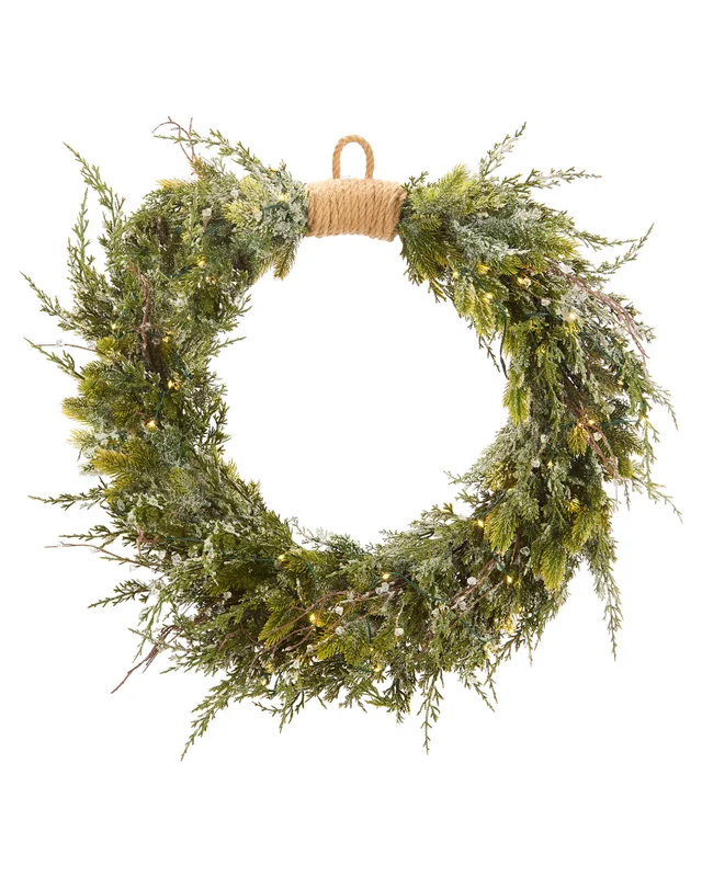WeRChristmas Pre-Lit Decorative Snow-Flocked Wreath 76 Cm