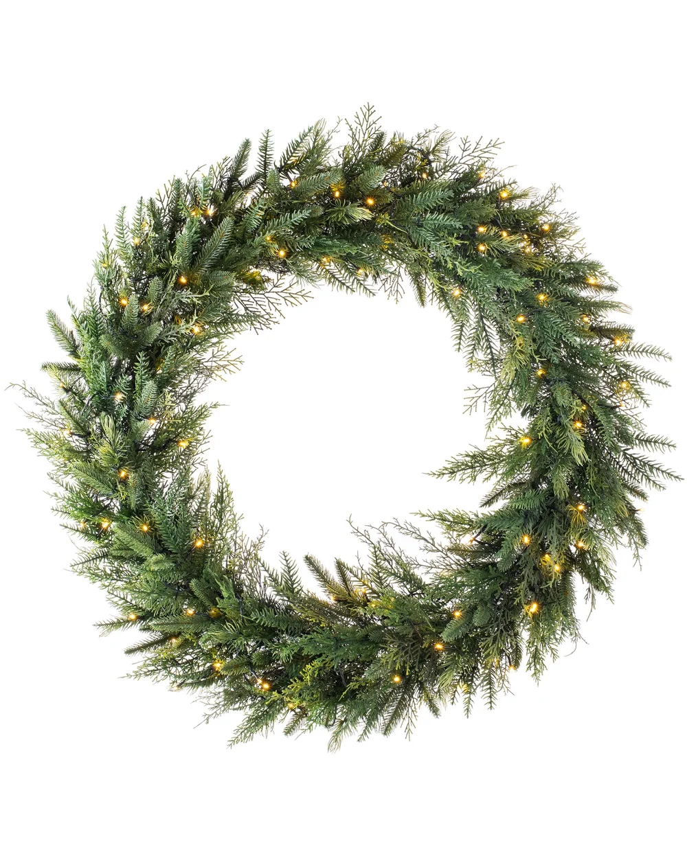 WeRChristmas Green Pre-Lit Natural Fir Artificial Christmas Wreath 100 Warm White Leds 1 M - No Size Image 1