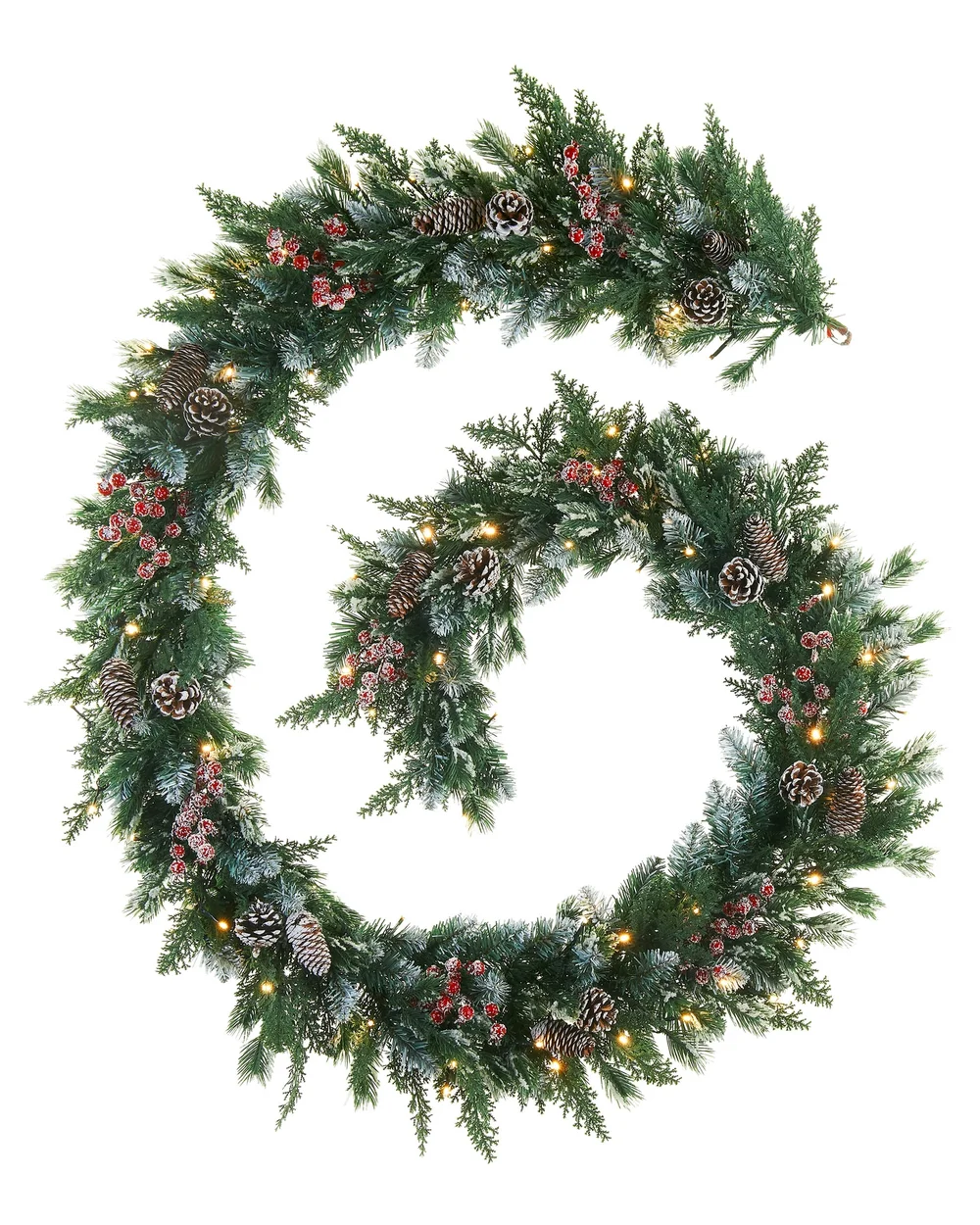 WeRChristmas Green And White Pre-Lit Snow-Flocked Mixed-Tip Artificial Christmas Garland 80 Warm White Leds 9 Ft - No Size Image 1