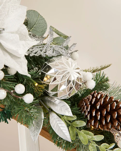 WeRChristmas White Pre-Lit Natural Fir Christmas Wreath 100 Warm White Micro Leds 8 Function Timer Controller Lead Wire 76 Cm - No Size Image 5