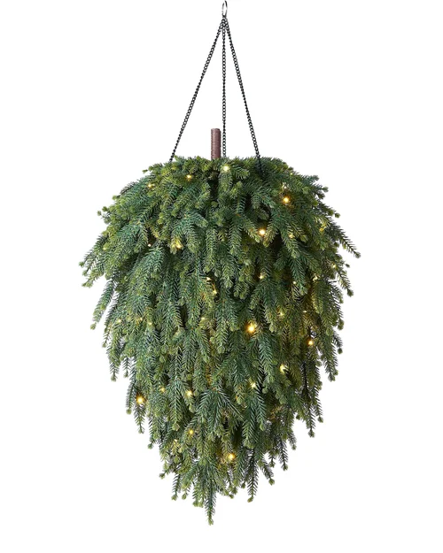 WeRChristmas Green Pre-Lit 3D Hanging Teardrop Christmas Swag 100 Warm White Leds 60 Cm - No Size Image 1