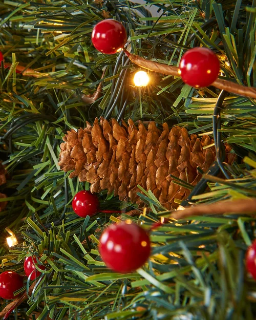 WeRChristmas Green Pre-Lit Extra-Thick Artificial Christmas Garland With Pinecones And Berries 80 Warm White Leds 9 Ft - No Size Image 5