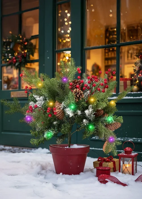 Lifeideas Green Artificial Christmas Tree with Decorations and LED Lights - One Size Image 5