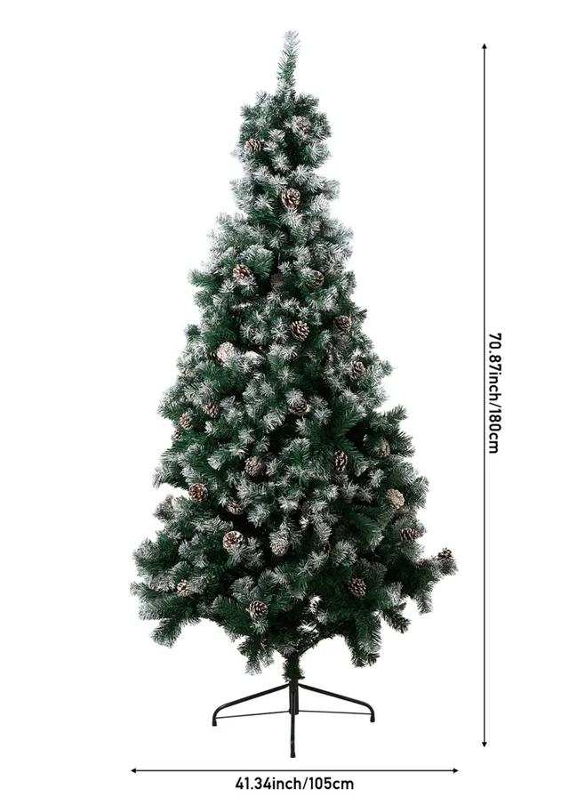 Lifeideas Green Snow Flocked Artificial Christmas Tree 180cm