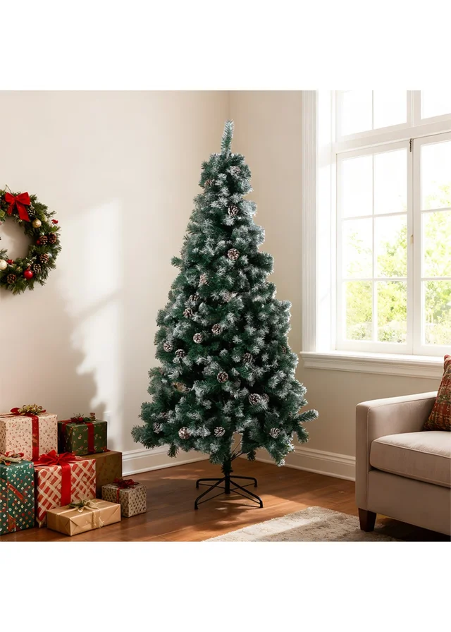 Lifeideas Green Snow Flocked Artificial Christmas Tree 180cm
