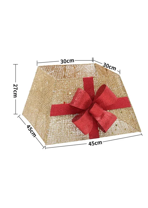 Lifeideas Square Christmas Tree Collar Basket Decor with Bow Tie - One Size Image 3