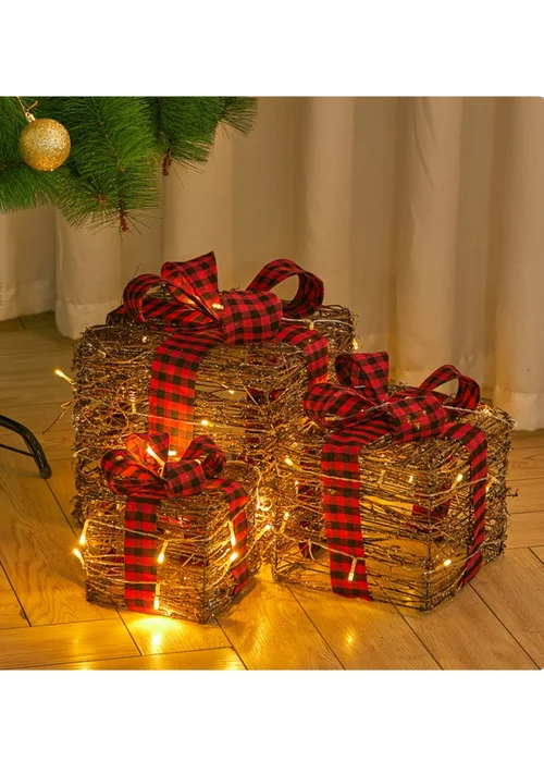 Lifeideas Brown 3‑Piece Rattan Christmas Gift‑Box Set - One Size Image 1