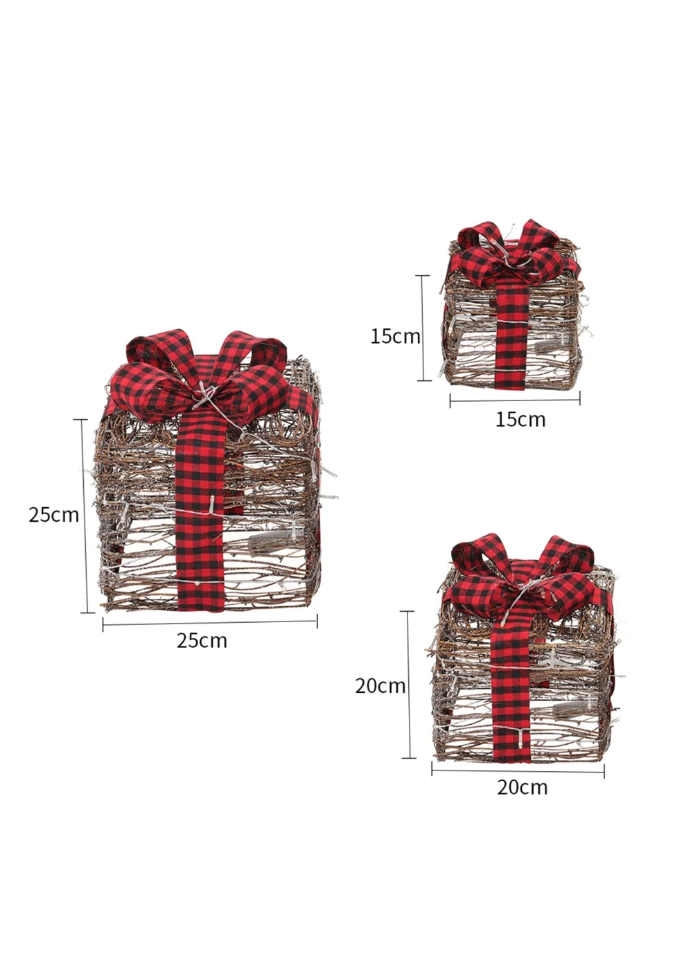 Lifeideas Brown 3‑Piece Rattan Christmas Gift‑Box Set - One Size Image 2