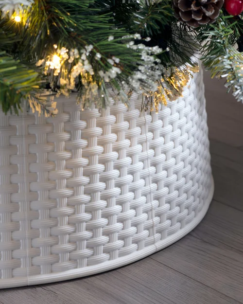 WeRChristmas White Rattan Effect Christmas Tree Collar 65 Cm - No Size Image 2
