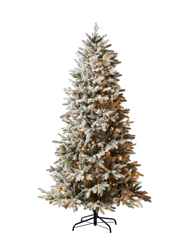 WeRChristmas Green Pre-Lit Slim Snow-Flocked Christmas Tree With 350 Leds & 8 Light Settings 6 Ft