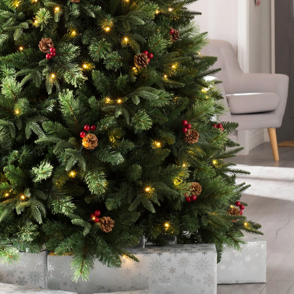 WeRChristmas Green Pre-Lit Victorian Christmas Tree With Berries Pinecones & Warm White Leds 5 Ft - No Size Image 5