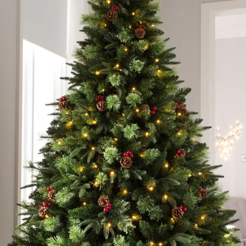 WeRChristmas Green Pre-Lit Victorian Christmas Tree With Berries Pinecones & Warm White Leds 5 Ft - No Size Image 3