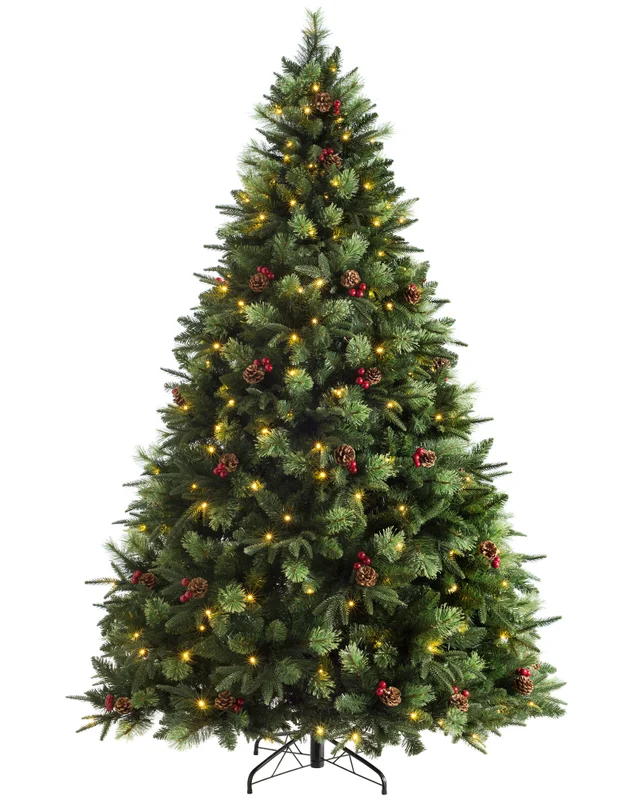 WeRChristmas Green Pre-Lit Victorian Christmas Tree With Berries Pinecones & Warm White Leds 5 Ft