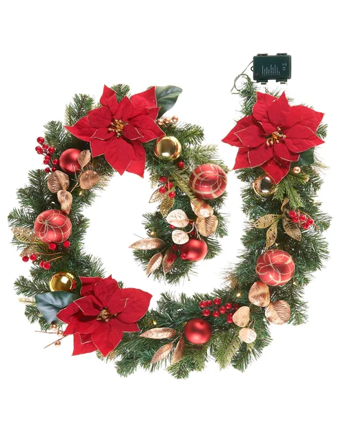 WeRChristmas Pre-Lit Natural Fir Christmas Garland Ideal For Mantels Staircases & Feature Walls 12 Ft - No Size Image 1