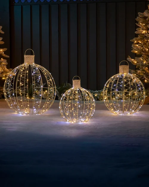 WeRChristmas White Set Of 3 Pre-Lit Baubles Silhouette 62 Cm - No Size Image 2