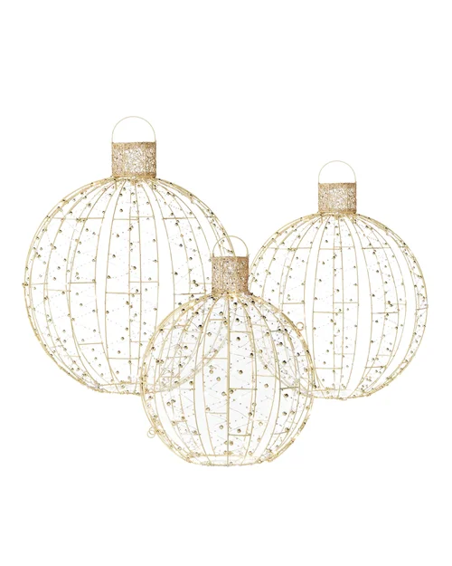 WeRChristmas White Set Of 3 Pre-Lit Baubles Silhouette 62 Cm - No Size Image 1